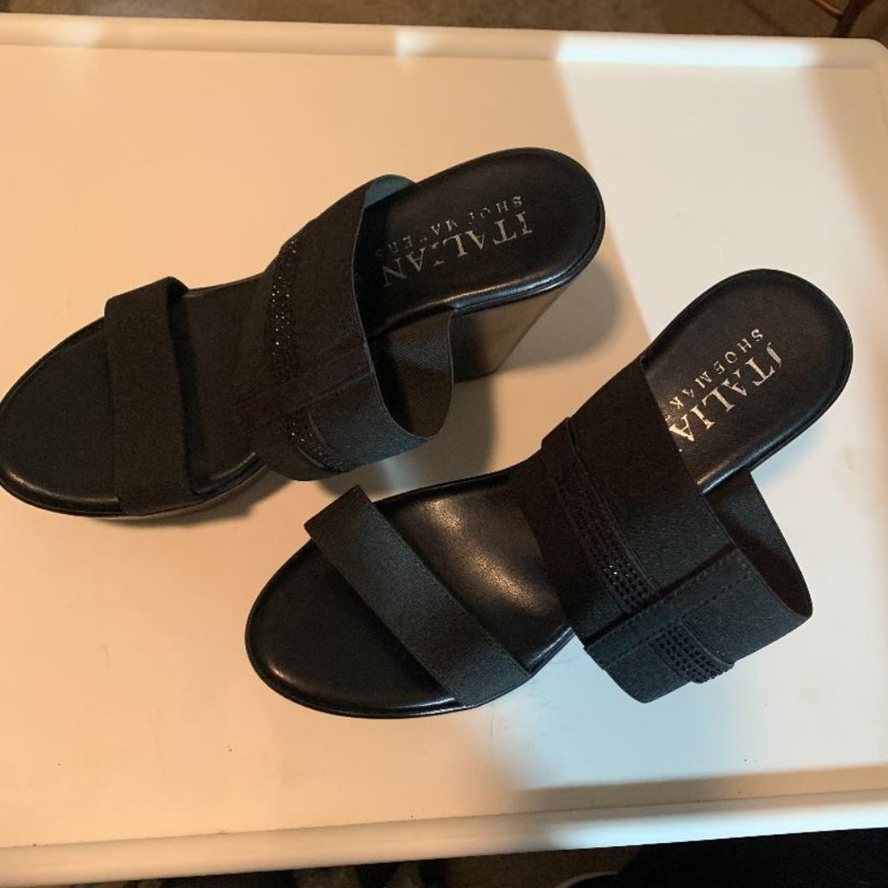 Italian Shoemakers Womens Wedges Open Toe Sandals Made In Italy US Size 8.5 M